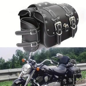 汎用レトロブラック/ブラウンオートバイサドルバッグ大容量バイクサイドバッグ収納ツール防水サイドバッグハーレー用 部品 カスタムパーツ アクセサリー