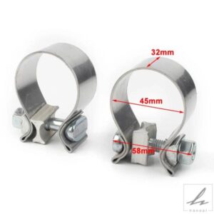 2個/ペア 汎用 クローム オートバイ 1.75インチ マフラークランプ ハーレーダビッドソン用 ステンレス 部品 カスタムパーツ アクセサリー