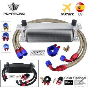 汎用 13 列 オイルクーラーキット + オイルフィルターサンドイッチアダプター + ナイロンステンレス編組 AN10 ホース PQY ステッカー+ボックス付き 部品 カ