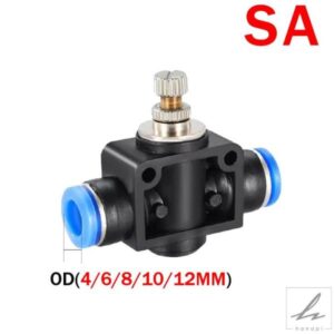 2個入り SAスロットルバルブ エアフローコントロールバルブ 4MM 6MM 8MM 10MM 12MM パイプ 水ホース エア圧手動バルブ プッシュインコネクタ 部品 カスタム