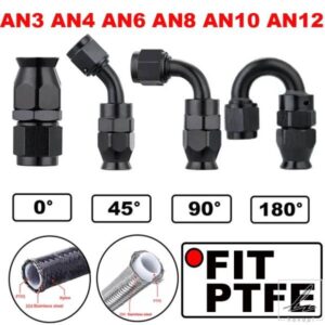 汎用ストレート 0 45 90 180度 AN3 AN4 AN6 AN8 AN10 AN12 車用ホースエンドフィッティングホースアダプター スイベルPTFEオイル燃料ライン用 部品 カスタム