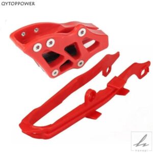 レッドスイングアームチェーンガイドガードチェーンスライダーガードプロテクター付きホンダCR CRF 125 250 450 R X 2000-2007 ダートバイク モトクロス用