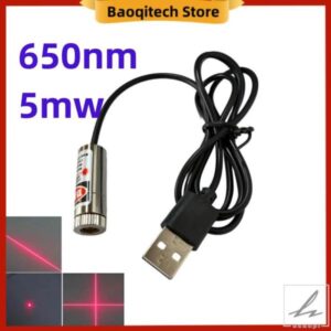 12MM 5MW フォーカス赤色ダイオード産業用レーザーモジュール ポジショニング銅ヘッド USBライン付き 650NM ドットラインクロス 部品 カスタムパーツ