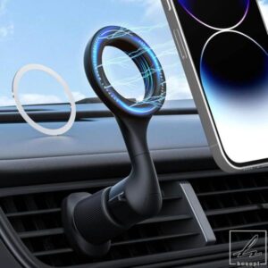 通気口用マグネット式スマホホルダー360度回転スマホに対応ブラック 部品 カスタムパーツ アクセサリー