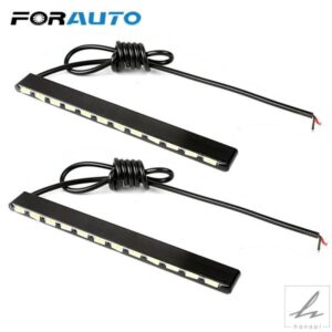 2個 車用 DRL デイタイムランニングライト SMD アルミハウジング 12 LED LED ストリップ デイライト 7030 ソース フォグランプ 部品 カスタムパーツ
