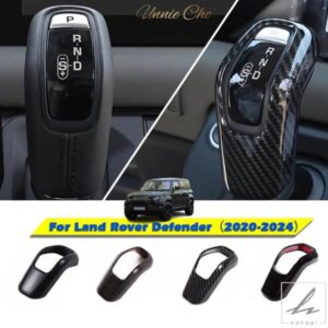 ランドローバー ディフェンダー ギアシフトノブカバーヘッド 2020-2025 ABS シフトレバーシェル 90 110 130 カーボンインテリア装飾 部品 カスタムパーツ