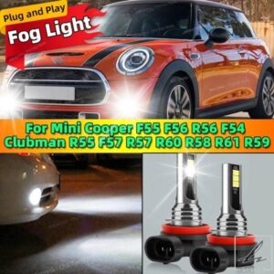 2個 6000K フロントフォグランプ LEDバルブ 車用ランプ CANバス ミニクーパー F55 F56 R56 F54 クラブマン R55 F57 コンバーチブル R57 R60 R58 R61用 部品