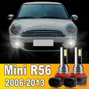 2X LED フロントフォグランプ H8 H11 H16JP ワイヤレス 6000K 電球 アクセサリー MINI COOPER R56 2006 - 13用 部品 カスタムパーツ アクセサリー