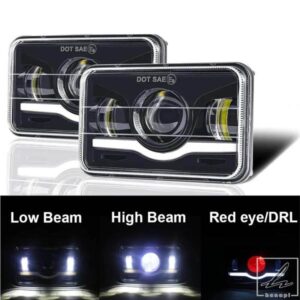 12V 24V 4X6インチ LEDヘッドライト H4 LEDワークライト スクエアライト GMC シボレー 車 ジープ バイク トラック ヘッドランプ交換用 部品 カスタムパーツ