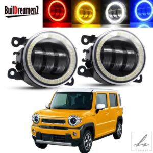 2 X 30W 6000LM エンジェルアイフォグライトアセンブリカーLEDフォグデイタイムランニングランプDRL 12V スズキハスラーMR31S MR41S 2014-2020用 部品 カス