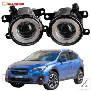 2 X 車用左 + 右 LED フォグランプアセンブリ エンジェルアイ DRL デイタイムランニングライト 30W 8000LM 12V スバル XV 2013-2023 用 部品 カスタムパーツ