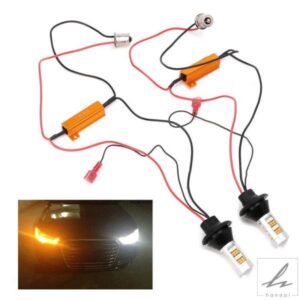 2個セット 車用LED DRLウィンカーライトキット デュアルカラー BAU15S 2835 42LED 50W スイッチバックヘッドランプ デイタイムランニングライト 部品 カスタ