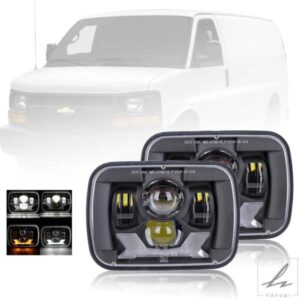 超高輝度 5X7インチ LEDヘッドライト 7X6 80000LM LEDヘッドランプ ハイ/ローウィンカー ドット E9 DRL オフロード 4X4アクセサリー 12V 24V用 部品 カスタ