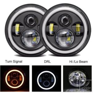車オートバイ用7インチLEDヘッドライト4X4ウィンカーハーレーホンダジープJKTJスズキマツダミアータMX5用ラウンドヘッドライト 部品 カスタムパーツ