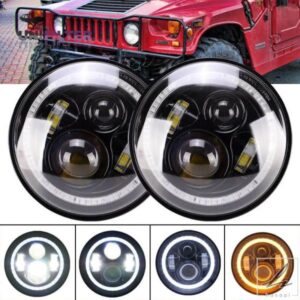汎用 7インチ LED 車 バイク ヘッドライト H4 DRL ジープ JK TJ ラダ ランドローバー ハマー ハーレー BMW ヤマハ ホンダ ヘッドランプ用 部品 カスタムパー
