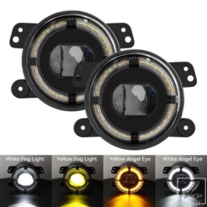 2個 4インチ LED フォグランプ ハローリング DRL オフロード フォグランプ シボレー ラングラー JK TJ LJ ダッジ ジャーニー 60W イエロー ホワイト 部品 カ