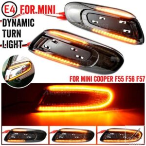 ダイナミックシーケンシャルアンバーフロントLEDサイドマーカーライトミニクーパーF55 F56 F57 2014 - 16 2個車用ウィンカーライト 部品 カスタムパーツ