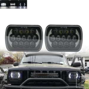 汎用 7X6 インチ5X7インチ LED ハイロービーム スクエアヘッドライト ホワイト DRL ジープ チェロキー XJ ラングラー YJ モトクロス H6054 H5054 用 部品 カ