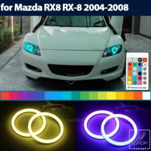 マルチカラーコットンRGBライトリモコン付きLEDエンジェルアイリングデイタイムライトマツダRX8 RX-8 2004-2008アクセサリー 部品 カスタムパーツ