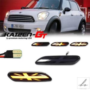 ユニオンジャック シーケンシャル アンバー LED 車用フロントサイドマーカー ウィンカーライト MINI COOPER R60 COUNTRYMAN R61 PACEMAN 2011-2016 用 部品