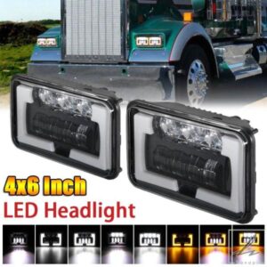 1/2PCS 4X6インチ LEDヘッドライト ハイ/ロービーム DRL オフロード車/トラック/バス用 部品 カスタムパーツ アクセサリー