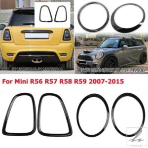 車用ヘッドライトリングベゼルトリムサラウンドカバーリアライトフレームミニクーパーR55 R56 R57 R58 2007-2015クロームスタイリング 部品 カスタムパーツ