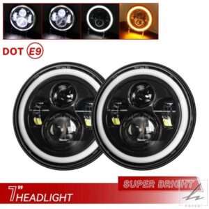 日産パトロールY60 ハマーH1H2 ラダ4X4 7インチ LED ヘッドライト DRL ラングラーTJ JK LJ CJ 7インチ ランドローバー ディフェンダー用 部品 カスタムパー