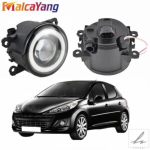 2個/ペア エンジェルアイ LEDフォグランプ付き プジョー 207 307 407 607 3008 SW CC VAN 2000-2013 307 ハッチバック 3A 3C 2000-2008用 部品 カスタムパー