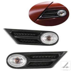 車側インジケーターライトフェンダーマーカーカーボンブラックBMW MINI R56 R57 R58 R59 2007-2013用シグナルライト#63137260202 63137260201 部品 カスタム