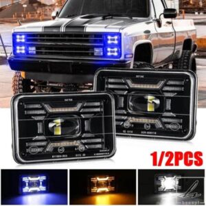 1/2個 長方形 LED ヘッドライト 4X6インチ ハイ/ロービーム ドライビングライト 車/オフロードバイク用 部品 カスタムパーツ アクセサリー