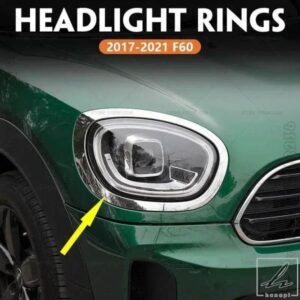 2017-2021 F60 BMW MINI COOPER COUNTRYMAN クロームヘッドライトトリムカバーリングクロームトリム 51137388117 51137388118 部品 カスタムパーツ
