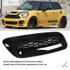 2PCS エンジンエアアウトレットカバートリム フロントエンジンフードベントトリム パーフェクトマッチ 光沢ブラック COOPER S R56 R55 R57 R58 R59用 部品