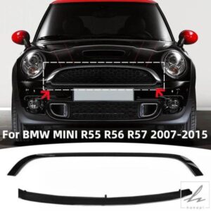 車フロントバンパーグリルトリムストリップクロームメッキ/ブラックABSプラスチックグリルトリムBMW MINI COPPER R55 R56 R57 2007-2015用 部品 カスタムパ