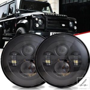 ランドローバー ディフェンダー 90 110用 7インチ ヘッドライト 2個 ラウンドLEDヘッドライトキット ハイロービーム ラダ ニーバ 4X4 オフロードアクセサリ