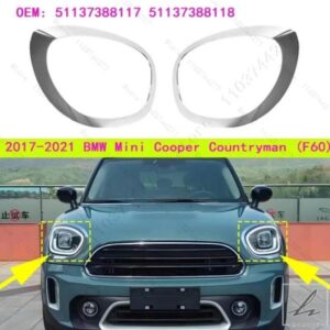 2017-2021 F60 BMW MINI COOPER COUNTRYMAN クロームヘッドライトトリムカバーリングクロームトリム 51137388117 51137388118 部品 カスタムパーツ