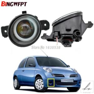 2個入り超高輝度LEDフォグランプライトレンズ付き左+右フロントフォグライト日産マーチマイクラK12 K13 2005-2017用 部品 カスタムパーツ アクセサリー