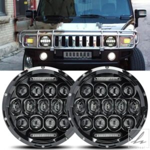 車用 7インチ ハロー LED ヘッドライト ハマー H2 2003-2009 フロントバンパー DRL ヘッドランプ ジープ ラングラー JK TJ CJ アクセサリー 75W 40W 部品 カ