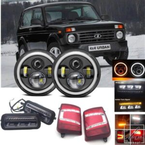 車用LED 7インチ ラウンドヘッドライトLADA NIVA 4X4用リアテールライトLADA 4X4 NIVA 1995+用DRLウィンカーライトアクセサリー 部品 カスタムパーツ