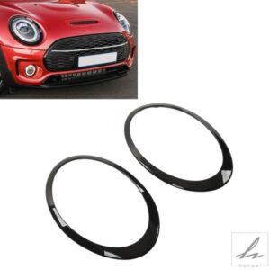 2個 グロスブラック ヘッドライトサラウンドカバートリムモールディング クーパー クラブマン F54 S JCW 2015-2022 51138739497 ヘッドライトトリムリング