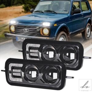 12V LEDヘッドライト LADA NIVA 4X4 1995+ デイタイムランニングライト ウィンカー LADA フォグランプ オフロード DRL ヘッドランプ カーアクセサリー 部品