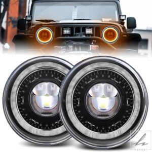 車用LED 7インチ LEDヘッドライト アングルアイ DRL LEDドライビングライト LADA NIVA LAND ROVER DEFENDER NISSAN PATROL Y60 MAZDA MIATA MX5用 部品 カス