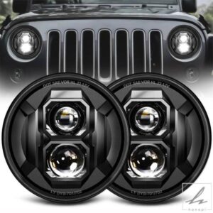 オートバイ用HALO 7インチLEDヘッドライト H4 7インチヘッドランプ ジープ TJ JK ハマー ラダ ニーヴァ スズキ サムライ 4X4 ハーレー ヤマハ用 ヘッドライ