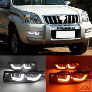 車用LED DRL トヨタ ランドクルーザー プラド 120 GRJ120 TRJ120 FJ120 LC120 2002-2010 デイタイムランニングライト フォグランプ ウィンカー 部品 カスタ