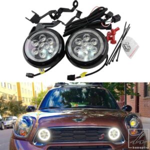 2個 LED ラリーライト ハローリング DRL デイタイムランニングランプ ヘッドライト R55 クラブマン R56 07-14 R57 09-15 R58 クーペ R59用 部品 カスタムパ
