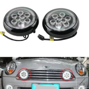 ミニクーパー R50 R52 R53 01-06 ラリードライビングランプ ヘッドライト用 2個 LED ハローリング DRL デイタイムランニングライト フォグキット 部品 カス