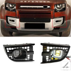 ランドローバー ディフェンダー 2020 - 23 用 DRL LED フォグランプキット デイタイムランニングライト フォグランプカバー ハーネス付き 部品 カスタムパー
