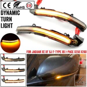 ジャガー XE XF XJ F-TYPE XK XKR I-PACE X250 X260 X760 X351 X152 X150用 LEDダイナミックウィンカーライトサイドウィングリアビュー 部品 カスタムパーツ