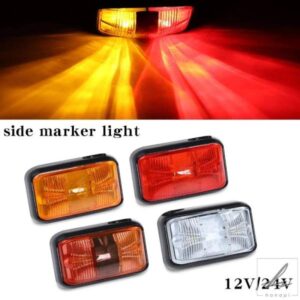 防水アンバー＆レッドLED 12V / 24V 2LED車トラックトラックサイドクリアランスマーカートレーラーライトリアテールサイドランプアウターライト 部品 カスタ