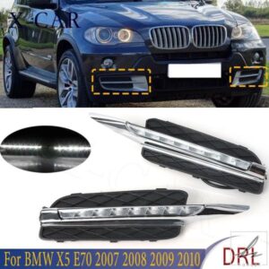 X-CAR 車用 LED フロントバンパー DRL デイタイムランニングライト フォグ ヘッドランプ ライトカバー カースタイリング BMW X5 E70 2007 2008 2009 2010用