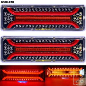 2個の汎用カートラックリアテールライトLEDトレーラーテールライト24V防水フローステアリングブレーキリバーストラフィックフォグランプ 部品 カスタムパー